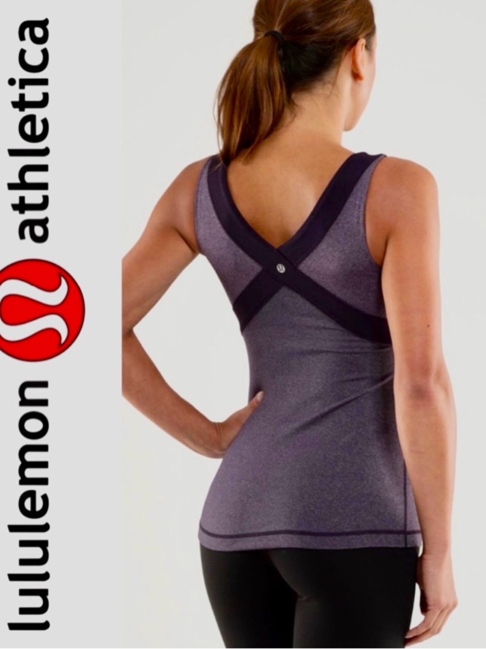 lululemon athletica Heathered Purple Cross-Back Tank Sz 4